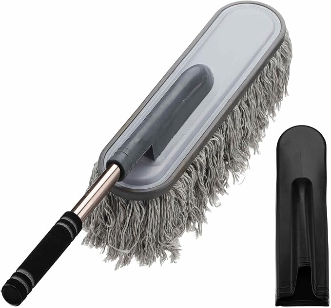 HARFINGTON Car Duster Brush Exterior Scratch Free Car Cleaning Brush High-Density Soft Auto Detailing Tool with Retractable Handle for Car SUV Truck Motorcycle Home Cleaning