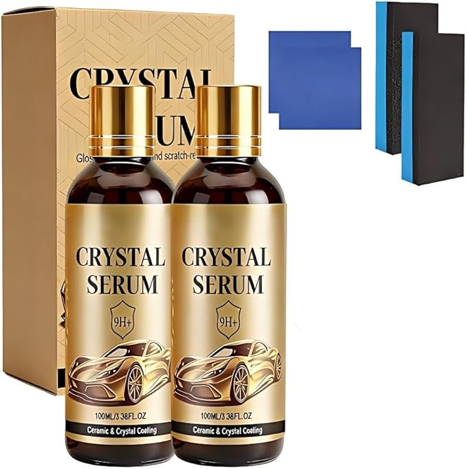 Crystal Serum 2026 Ceramic Coating for Car, 9H Advanced Graphene Ceramic Coating Hardness for Auto Car Detailing, Gloss Hydrophobicity Anti Scratch for Vehicle (2 Set)