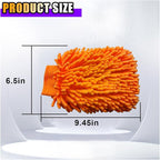 JOYCOURT 2PCS Microfiber Soft Chenille Car Wash Mitts, Scratch and Lint Free Car Dusting Glove, Double Sided Wash Mitt, Ultra Absorbent for Car Washing, Home Cleaning Mitt (Orange&Pink)