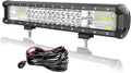 AUXTINGS 18 inch 252W LED Light Bar Triple Row Spot Flood Combo Beam Off Road Lights Waterproof Work Light with Wiring Harness for Jeep Trucks SUV ATV UTV Boat Lights, 12V 24V
