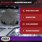 AIDEA Car Wash Mitt Microfiber, 1PK Scratch Free Lint-Free, Premium Chenille Microfiber Sponge Mitt Car Wash Brush, Grey, Regular Size 7.12''X10.14''