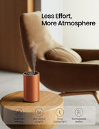 Waterless Essential Oil Diffuser, Rechargeable Scent Diffusers with 3 Mist Levels & Timers, Portable Aromatherapy Diffuser for Home Car Room Studio Office, Cosmic Orange