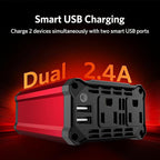 300w Power Inverter DC 12V to AC 110V - vansoet Car Plug Adapter Outlet with 3.4A Dual USB Fast Charging Port - Car Charger Cigarette Lighter Adapter for Phone, Laptop on Road Trip (Red)