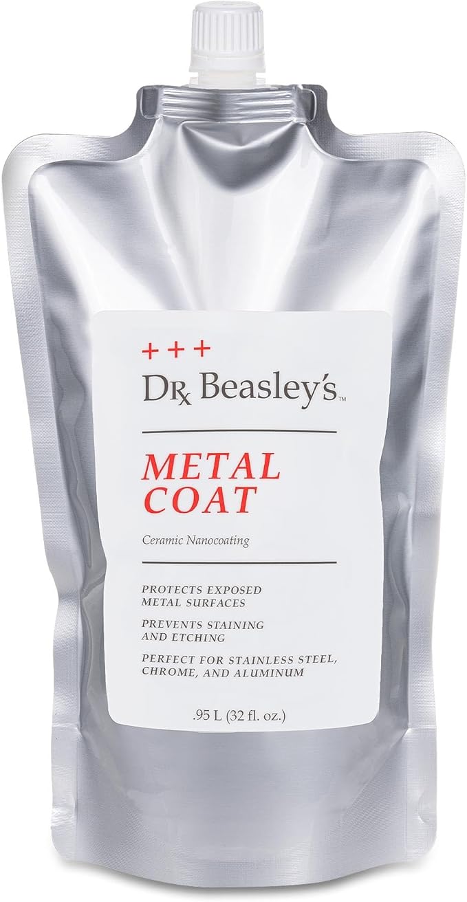 Dr. Beasley's Metal Coat 32 oz - 3 Year Protective Nanocoating for Exposed Metal, Enhances Shine & Clarity, Instant Bonding, Resists Stains, Fine Scratches, Etching