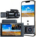 3 Channel Dash Cam 4K+1080P+1080P, 3 Inch IPS Screen, 5.8GHz/2.4G Dual Band WiFi Dash Camera for Cars, 20MB/s Fast Download, Built-in GPS, WDR Night Vision, 170° Wide Angle, G-Sensor, Loop Recording