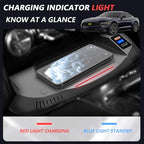 Wireless Car Charger for Ford Mustang 2015 2016 2017 2018 2019 2020 Center Console Accessory Panel, 15W Fast Charging Phone Charger Pad with QC3.0 USB Port for iPhone Galaxy Any Qi Phone