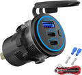 12V USB Outlet Wire USB Charger Multi Port, Dual PD3.0 USB-C and Quick Charge3.0 Car Port Socket with Power Switch, Fast Charge for Phone lPad Android Phones, Suitable for Car Boat RV Marine ATV
