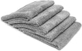 Autofiber Elite Edgeless Two-Pile Microfiber Detailing Towel, All-Purpose Detail Rag, Polishing, Buffing, Window, Glass, Waterless, Rinseless and Car Wash Towels - Pack of 5, Gray (16 inch x 16 inch)