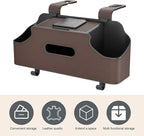 1 PC Car Seat Back Organizer, Car Back Seat Multi-Function Storage Box with 2 Drink Cup Holders, 11.42" x 3.35" Leather Tissue Organizer, Universal for Most Cars, Trucks, SUVs (Brown)