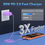 Phone 17 16 15 Charger Fast Charging,30W USB C Phone 17 16 15 Pro Max Charger Block &10FT Long Type C Cable Cord for i.Phone 17/17 Air/17 Pro/17 Pro Max/16/16 Plus/16 Pro Max/15/15 Pro Max,Purple