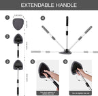 Qydipclin 7pcs Windshield Cleaner Tool Car Window Cleaning Wash Kit with 4 Reusable Microfiber Pads 1 Spray Bottle and Extendable Handle Auto Glass Wiper Kit, Gray