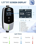 EVDANCE Level 2 EV Charger - Portable 32A EV Chargers NEMA 14-50 with 25ft Cable, Adjustable Current/Delay Charging for Electric Car Charger