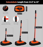 43'' Car Wash Brush with Long Handle Chenille Microfiber Car Wash Kit Mitt Retractable Bent Pole Car Wash Mop for Cars RV Truck Boat (Orange-1)