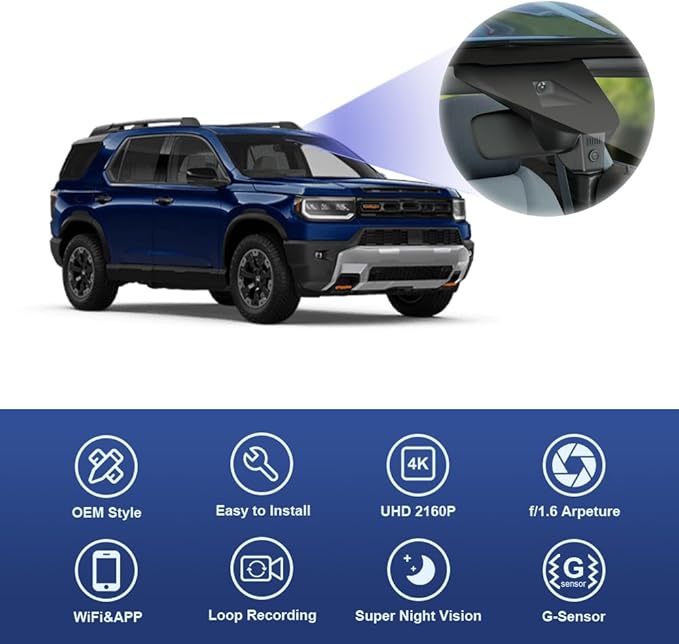 Fitcamx 4K Dash Cam Suitable for 2026 Honda Passport RTL TrailSport Touring Blackout Elite (HD2-D4100), OEM Factory Look, UHD 2160P Video, WiFi & APP, Loop Recording, G-Sensor, Plug & Play, 64GB Card
