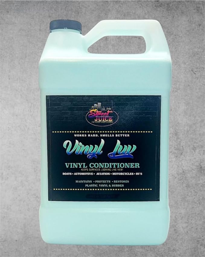 Vinyl Luv VL-1 Street Juice Products Vinyl and Rubber Sprayable Conditioner For Cars, Trucks, Motorcyles, Boats, & RV Interiors, and More Screens out UV Rays 128 fl oz