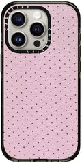 CASETiFY Impact iPhone 15 Pro Case [Slim/Compatible with Magsafe / 8.2 ft. 4X Military Grade Drop Protection] - Abstract Pink Purple Polka dots - Clear Black