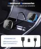 Wireless CarPlay Adapter for iPhone,Mini USB Design,2026 Upgrade with Built-in Wired for Apple CarPlay Plug and Play Fast Stable Connection Car Play for iPhone & Android (A1)