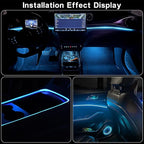 EL Wire Interior Car LED Strip Lights, LEDCARE 16.5FT USB Neon Glowing Strobing Electroluminescent Wire Strip with 6mm Sewing Edge, Ambient Lighting Kits for Car Inside Decoration (Ice Blue)
