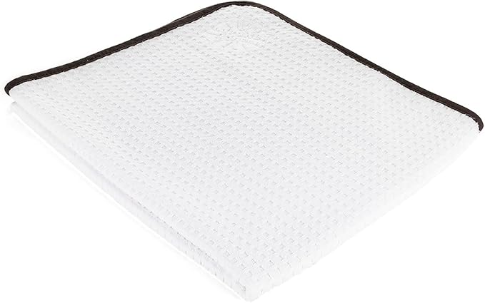 The Rag Company - Dry Me A River - Professional Korean 70/30 Blend Microfiber Waffle-Weave Drying & Detailing Towels, Soft Suede Edges, 390GSM, 26in x 59in, White
