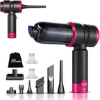 Handheld Car Vacuum Cleaner, 4-in-1 Cordless Rechargeable Mini Vacuum with Air Duster – Quickly Clean Crumbs, Pet Hair & Crevices in Car, Office, Home. Ideal for Commuters & Office Workers (Green)