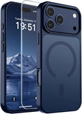SUPFINE Magnetic for iPhone 17 Pro Max Case with Screen Protector (Compatible with MagSafe)(Military Grade Drop Protection) Translucent Matte Shockproof with Anti-Fingerprint Phone Cover,Dark Blue