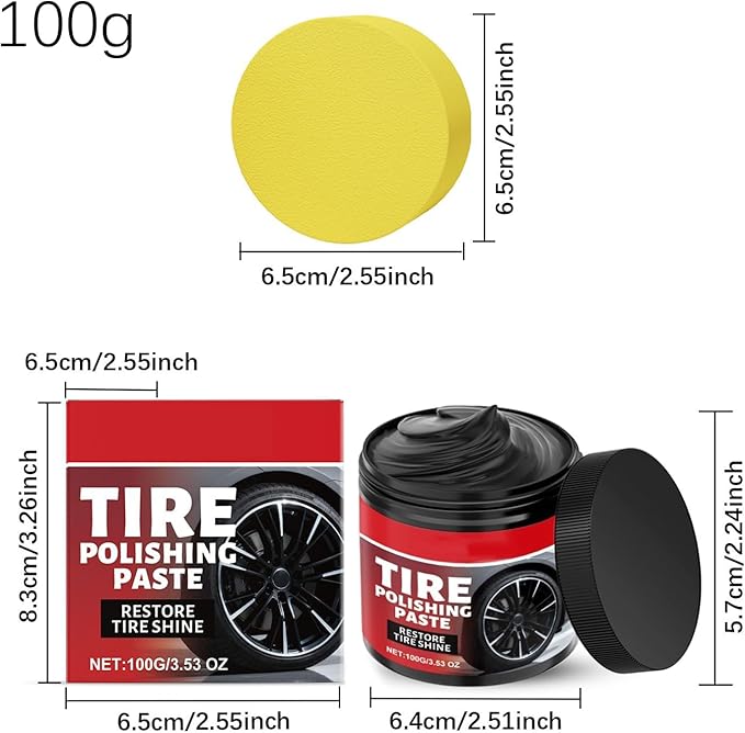 Car Tire Shine with Sponge 100g Wheel Shine Tire Polishing Paste for Cars Trucks Motorcycles RVs & More