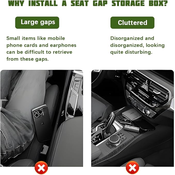 2PCS Car Seat Gap Filler Organizer, Seat Side Gap Organizer for Phone Keys Cards, Multifunctional Automotive Interior Storage Accessories, Universal for SUV Truck Sedan (Red)