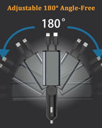 Retractable Car Charger,66W 4 in 1 iPhone 16 15 Car Charger Adapter with 2 Retractable iPhone ChargerCables(USB C & Lightning),2 USB Ports(USB C & USB A) for iPhone 16 15 14 13 12 11,iPad Pro Air Mini