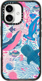 CASETiFY Impact Case for iPhone 16 [Slim / 8.2 ft. 4X Military Grade Drop Protection/Compatible with Magsafe] - Under The Sea - Clear Black
