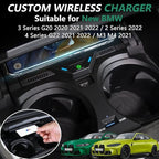 Wireless Car Charger for BMW 3 Series G20 2020 2021 2022 2023 4 Series G22 2021 2022 2023 2 Series 2022 2023, 15W Fast Phone Charging Pad for BMW 330i 330i xDrive M340i 330e Accessories