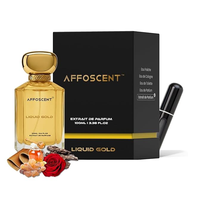 L.iquid Gold Men’s Eau De Parfum – Long Lasting Oud, Honey & Leather Fragrance | Warm, Rich & Bold Scent | High Concentration Perfume with Free 5ml Refillable Atomizer – 100ml