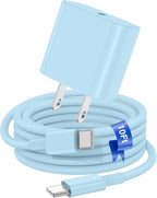 iPhone 17 16 15 Fast Charger Block and 10ft Type C to C Cable Cord Long, 20W USB C Charging Plug for Apple iPhone 17 Pro Max/17 Air/16 Pro Max/16/15 Pro/15 Plus/iPad Mini,Wall Power Adapter Cube Brick