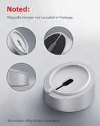 Stouchi Mag- Safe Charger Stand for 25W/15W MagSafe Charger Heavy-Duty Premium Metal Holder Base Desktop Tablet Mount for iPhone 17/16 Pro /16/15 Pro/15/14/13/12 -Silver