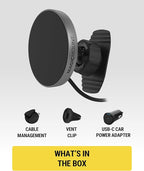 Scosche MPQMRDV MagicMount Charge Pro Qi2 MagSafe Car Mount Charger, 15W Fast Magnetic Wireless Charging Phone Holder for Dashboard/Vent Compatible with iPhone 16/15/14/13/12 Pro Max Plus, Samsung S25