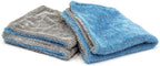 Autofiber Dreadnought Jr. Microfiber Towel, Superior Absorbency for Drying Cars, Trucks, and SUVs, Double-Twist Pile, One-Pass Vehicle-Drying Towel - Pack of 2, Blue/Gray (16 inch x 16 inch)