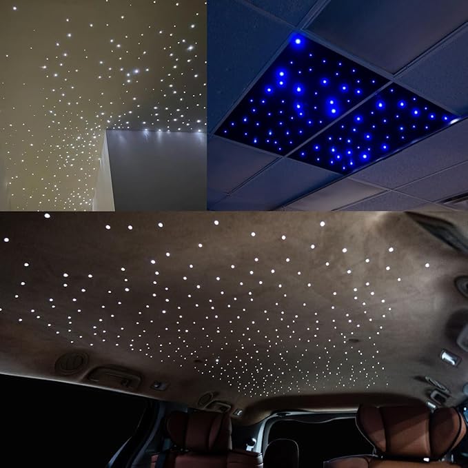 AKEPO 16W Fiber Optic Starlights Headliner Lights Star Light Kit, Fibre Optical Strands150pcs 0.75mm 6.5ft/2m APP Control+28key Remote Control for Car & Home