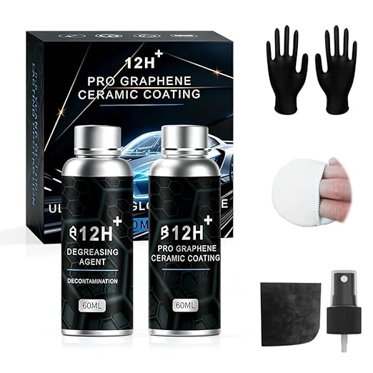 Ceramic Car Coating Kit - Crystal Serum, 100ML Advanced Graphene Ceramic Coating, 9H Hardness Graphene Coating for Auto Car Detailing, Gloss Hydrophobicity Anti Scratch (Black 2 Set)