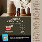 100% Pure Melissa Essential Oil - 0.34 Fl Oz - Melissa Oil for Hair, Skin, Diffuser, Aromatherapy & DIY Candle Making Scent