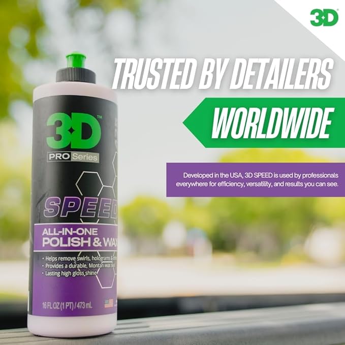 3D Speed All-In-One Polish & Wax – Scratch & Swirl Remover, Clear Coat Safe Paint Sealant – High Gloss Finish, Easy Application – 32oz – Made in USA