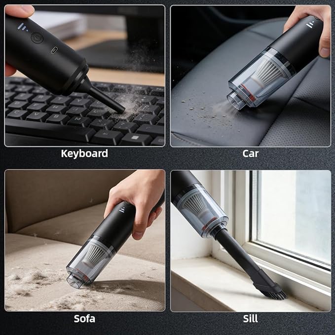 IFTHFOUR Computer Vacuum Cleaner Cordless, Strong Suction & Blowing 4-in-1 Handheld with Multi-Nozzles, Washable Filter - Rechargeable Mini Vac for Keyboard, Car, Desk, Pet Hair Cleaning