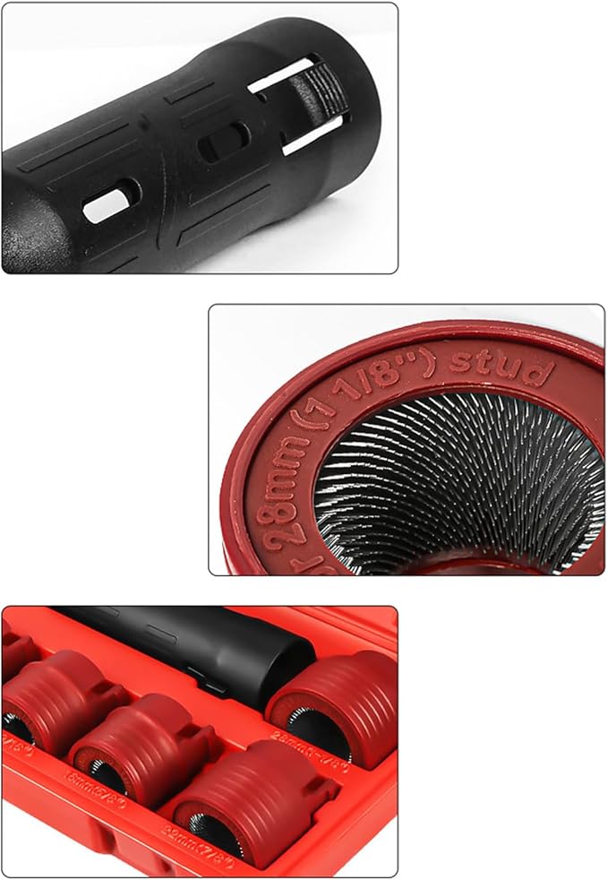 9pcs Automotive Wheel Studs Cleaner Brush Set Car Wheel Hubs Studs Tool Simple to Use for rusts & Debris Removal Car Wheel hub Screw Bolt Rust Removal Brush