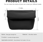 DXNQ Large Capacity Car Seat Gap Filler Organizer, Leather Car Front Seat Slot Storage Box Keeps Car Tidy, Portable Car Seat Gap Filler with 2 Charge Holes for Phones Glasses Keys Cards (Black)