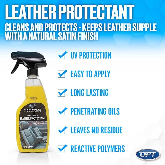 Optimum Protectant Plus Automotive Interior Protectant - Patented UV Protection, Cleans, Restores, Protects Leather, Vinyl & Plastic (17 Oz)