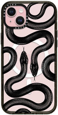 CASETiFY Impact iPhone 15 Plus Case [4X Military Grade Drop Tested / 8.2ft Drop Protection/Compatible with Magsafe] - Animal Prints - Black Kingsnake - Clear Black