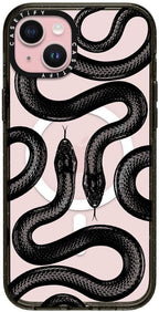CASETiFY Impact iPhone 15 Plus Case [4X Military Grade Drop Tested / 8.2ft Drop Protection/Compatible with Magsafe] - Animal Prints - Black Kingsnake - Clear Black