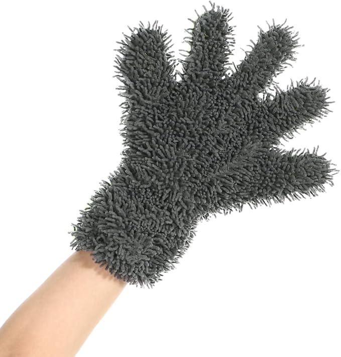 2 Pack Chenille Microfiber Car Wash Mitt 5-Finger Auto Dusting Gloves Scratch-Free&Lint-Free Car Washing Gloves for Car Detailing Trucks SUV RV Home Cleaning Mitts