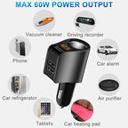 LIHAN Multi USB Cigarette Lighter Adapter, Car Charger Socket Splitter with 3 USB Ports, 12V/24V Outlet Plug Voltage Meter,Compatible for iPhone,iPad, Samsung Galaxy, LG, Google