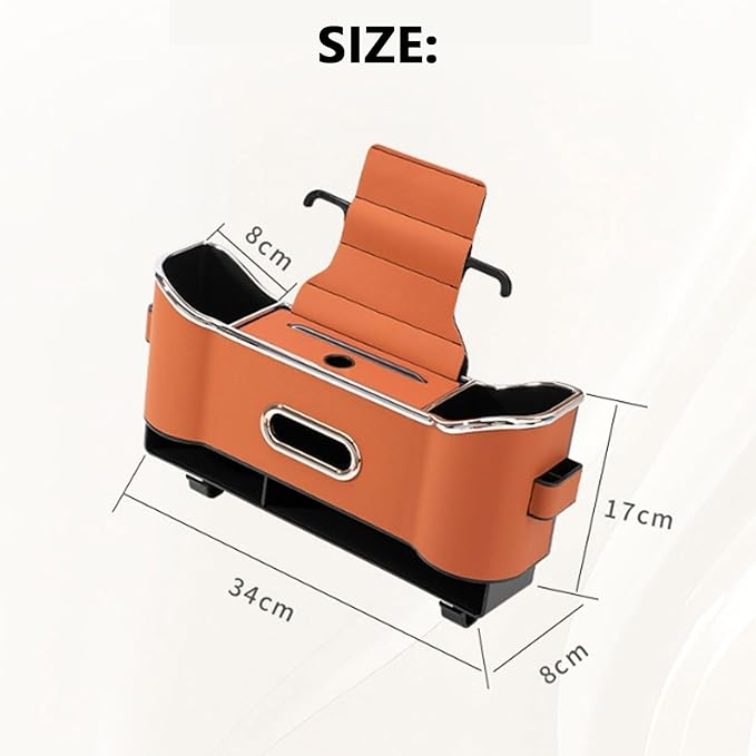 Multifunctional Car Seat Back Storage Box, Multifunctional Car Logo Seat Back Storage Box, Universal back seat car organizer, Car Tissue Organizer Back Seat with 2 Drink Cup Holder (White)