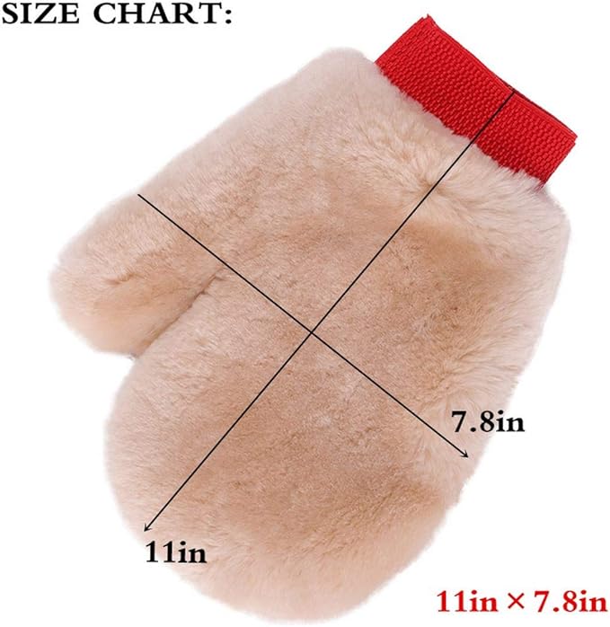 OKAYDA Natural Lambskin Wool Car Wash Mitt Extra Large Size Scratch-Free Sheepskin Wash Mitt
