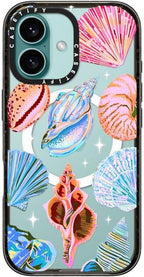 CASETiFY Impact Case for iPhone 16 [Slim / 8.2 ft. 4X Military Grade Drop Protection/Compatible with Magsafe] - Seashell - Clear Black